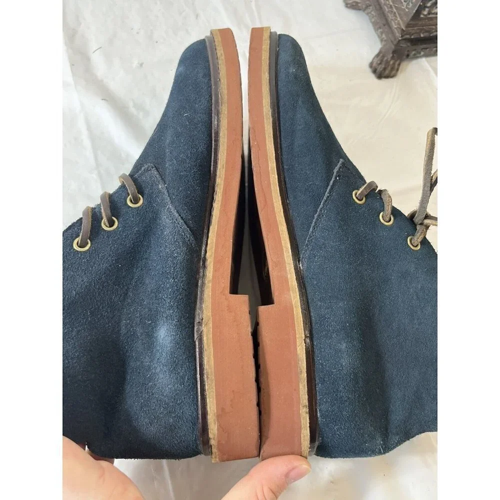 Fossil Boots Mens Casual Chukka SIZE 8 BLUE SUEDE LEATHER